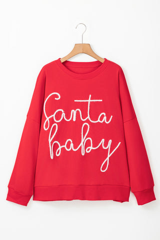 Fiery Red Tinsel Santa Baby Christmas Sweatshirt