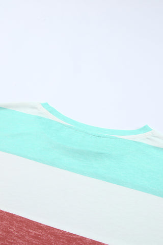 Green Colorblock Pullover Top