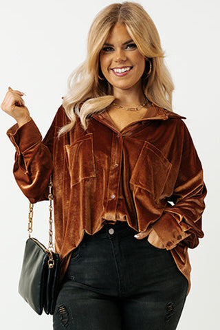 Bright Pink Velvet Chest Pocket Drop Shoulder Shirt