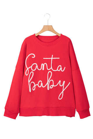 Fiery Red Tinsel Santa Baby Christmas Sweatshirt