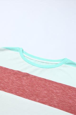 Green Colorblock Pullover Top