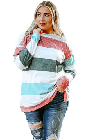 Green Colorblock Pullover Top