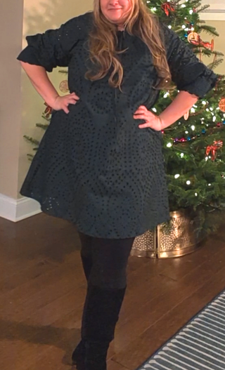 Forest Green Eyelet Lace Holiday Dress