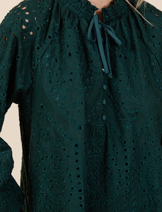 Forest Green Eyelet Lace Dress