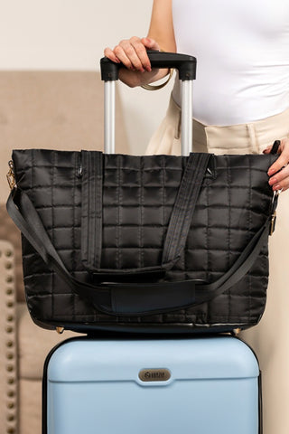 White Quilted Patchwork Large Tote Bag and Clutch 2pcs Set