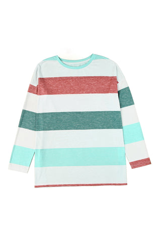 Green Colorblock Pullover Top